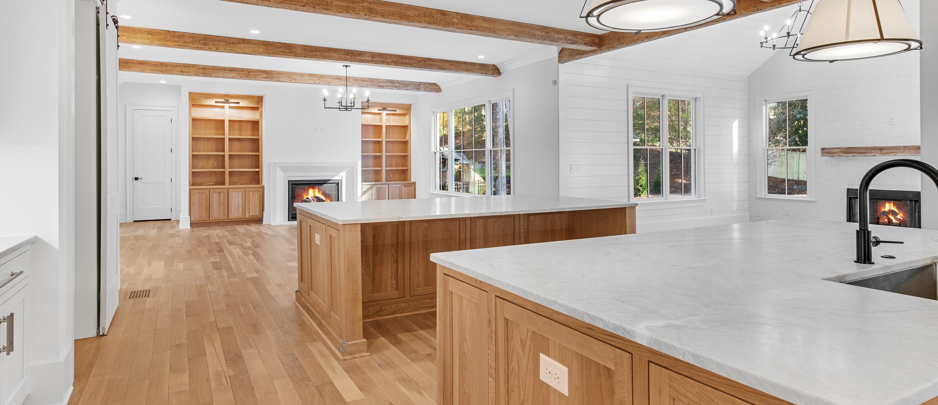 Open Plan with Rift Sawn Oak Custom Islands